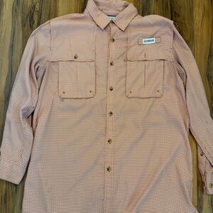 Magellan Outdoors Orange Checkered Shirt